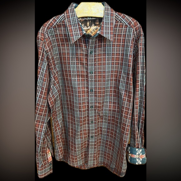 Classic Fit Plaid Flip Cuff Embroidered Button-Up | Robert Graham | Men’s Large - Picture 17 of 17